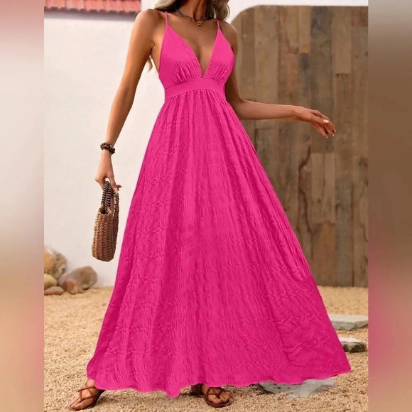 Women's Solid Color Casual Vacation Style Summer Slip Dress With Straps - Picture 1 of 3
